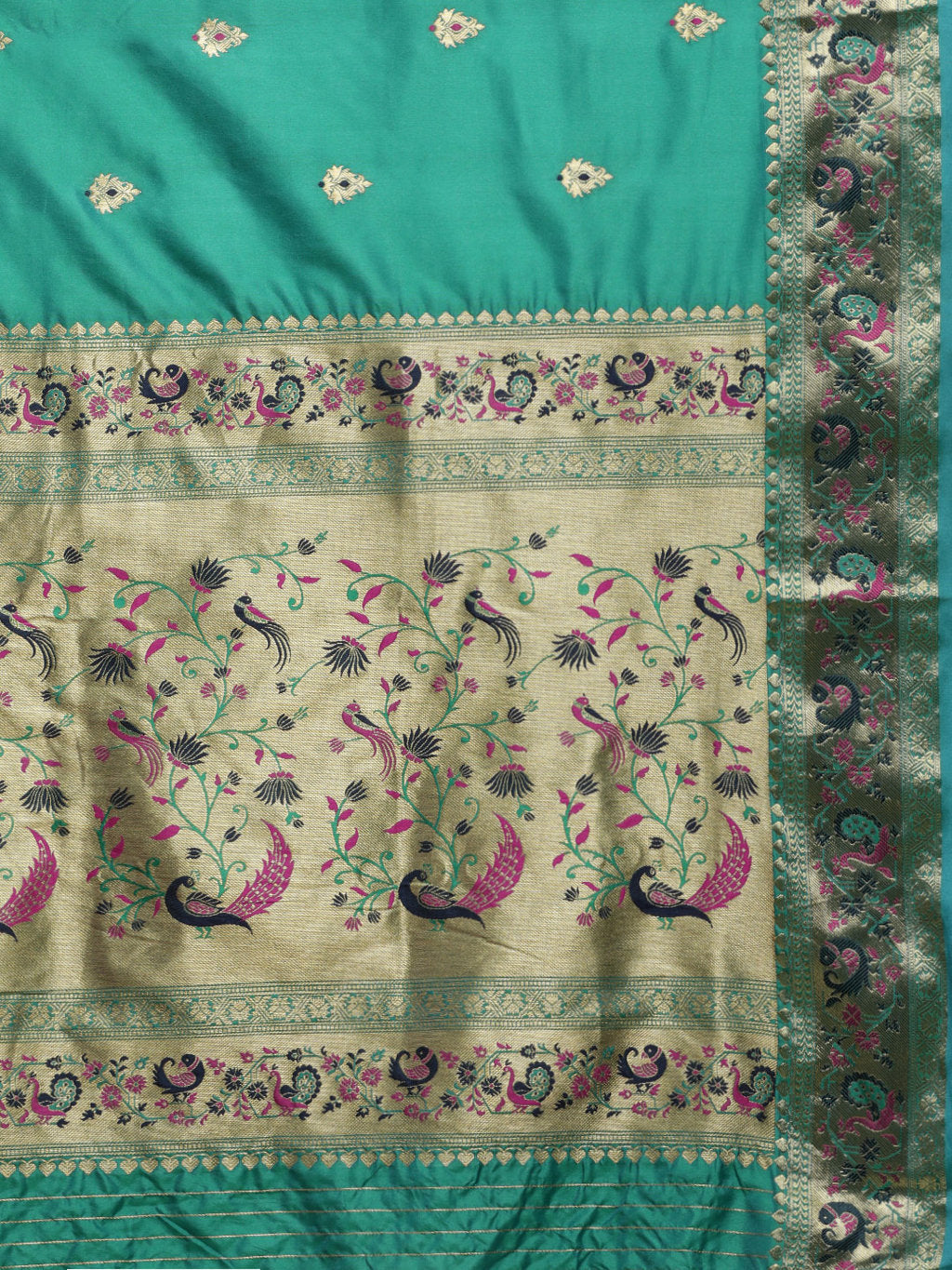 Women's Rama Silk Woven Work Traditional Saree - Sangam Prints