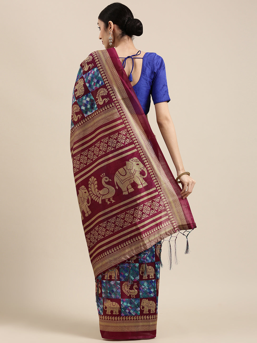 Women's Sky Blue & Pink Art Silk Printed Casual Saree - Sangam Prints