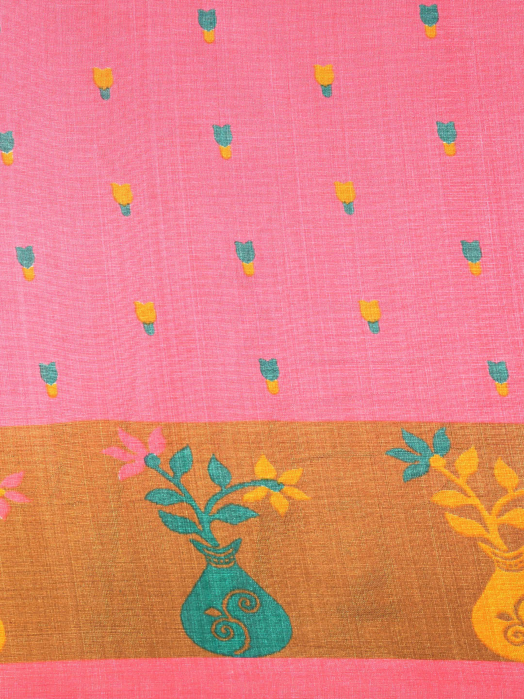 Women's Pink & Turquiose Art Silk Printed Casual Saree - Sangam Prints