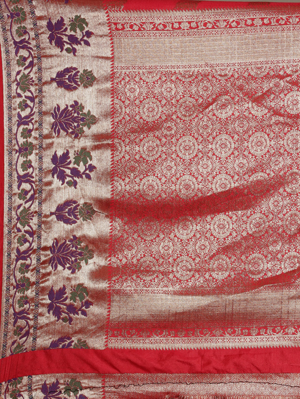 Women's Green Pure Chanderi Cotton Meenakari Traditional Saree - Sangam Prints