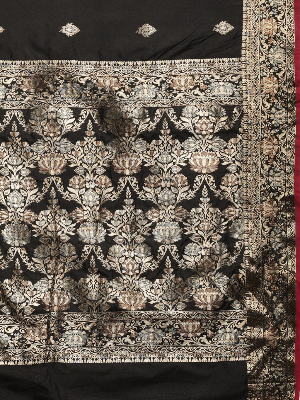 Women's Black Silk Woven Work Traditional Saree - Sangam Prints