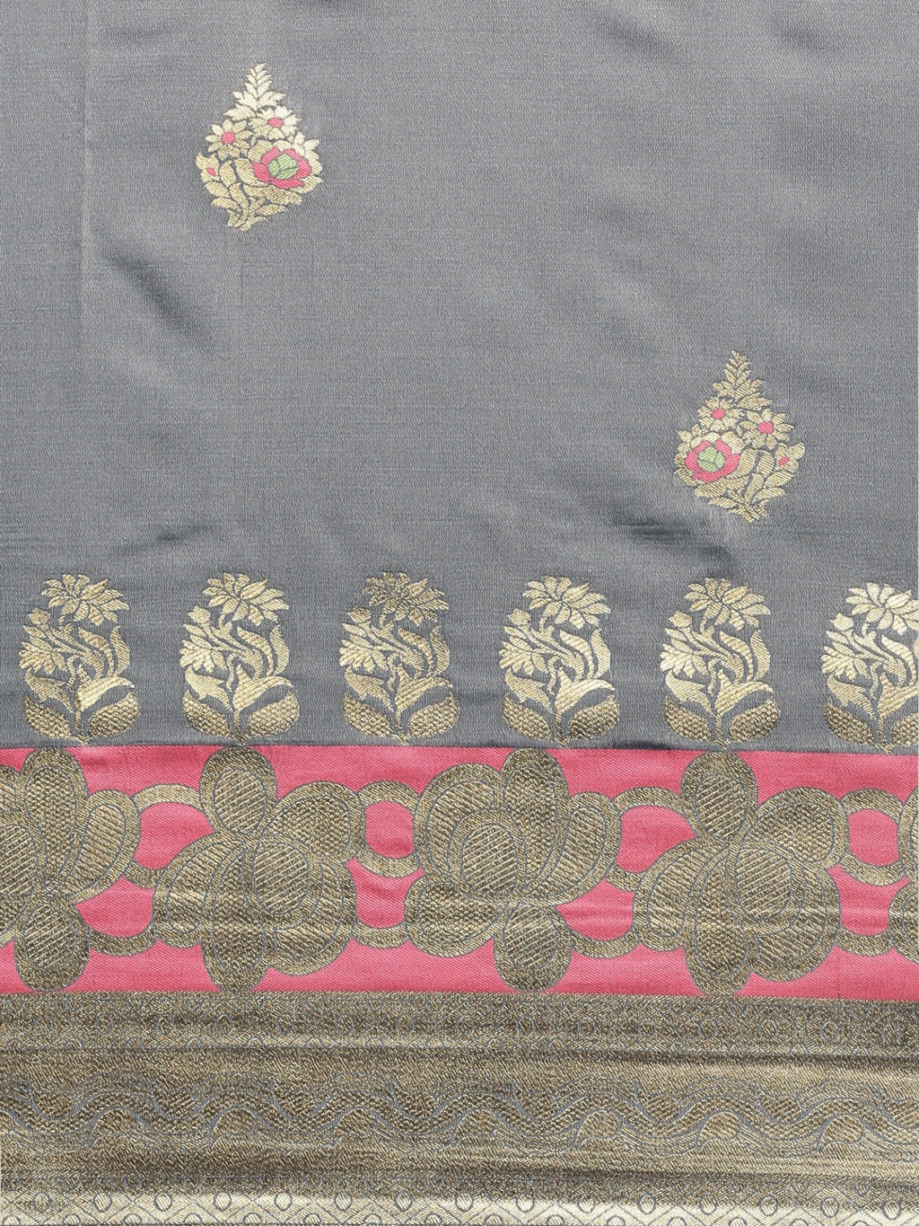 Women's Grey Jacquard Silk Jacquard Work Traditional Saree - Sangam Prints