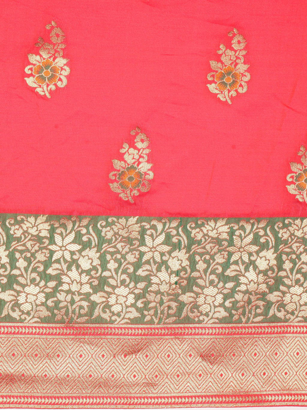 Women's Red Jacquard Silk Jacquard Work Traditional Saree - Sangam Prints