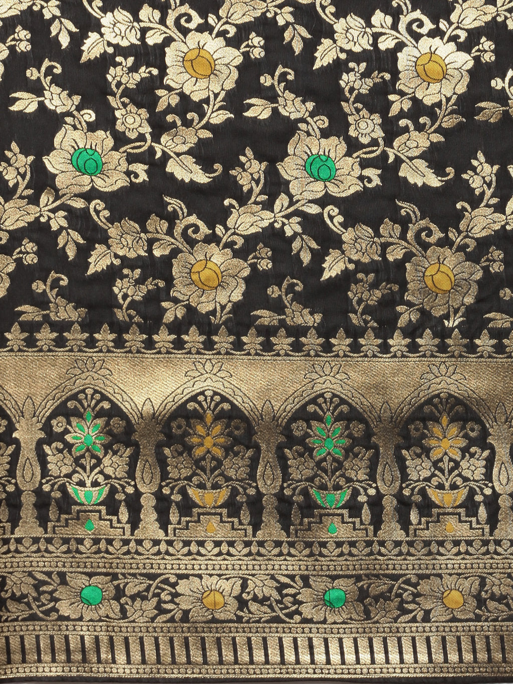 Women's Black Jacquard Silk Jacquard Work Traditional Saree - Sangam Prints
