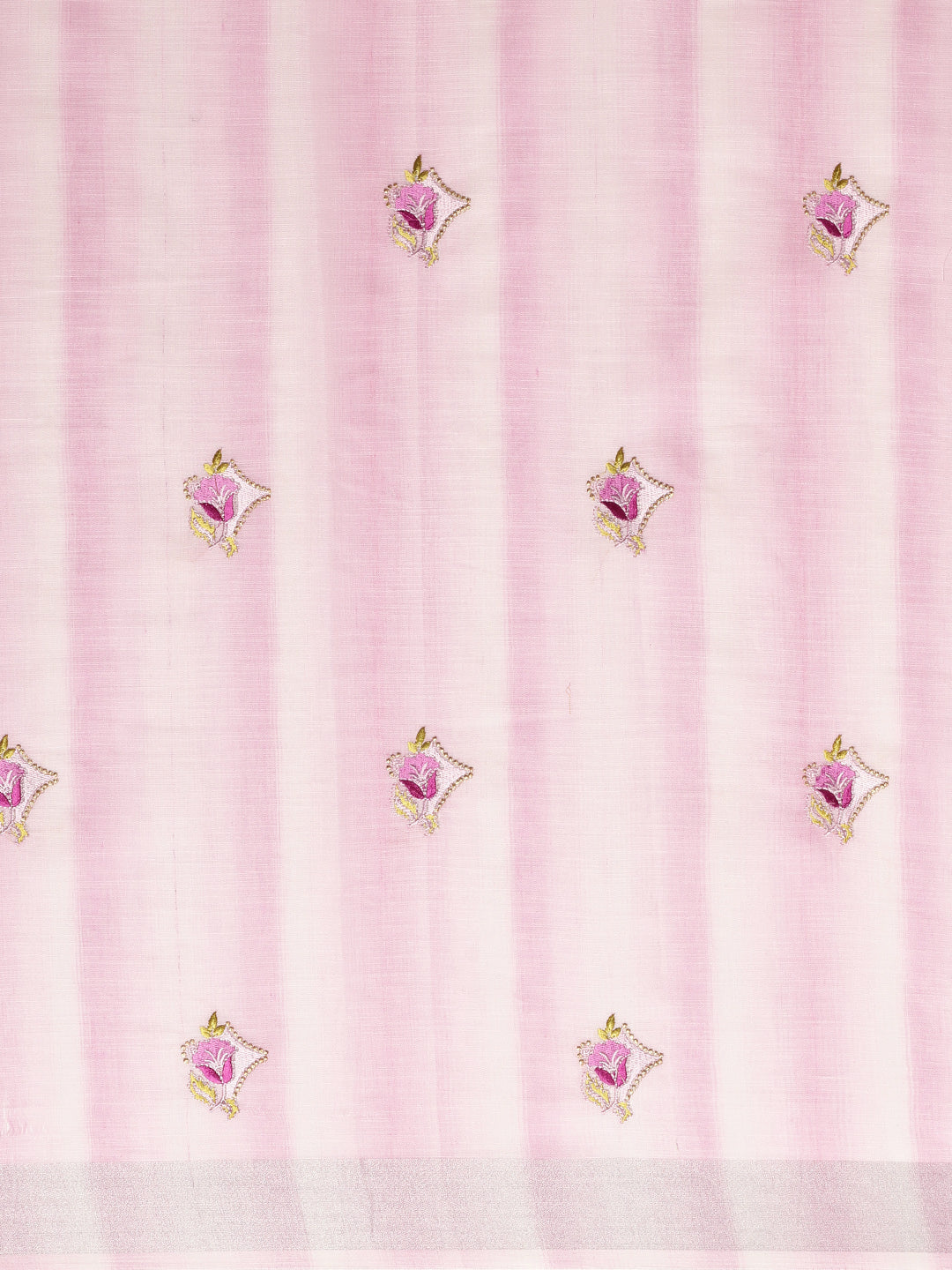 Women's Pink Linen Woven Work Traditional Tassle Saree - Sangam Prints