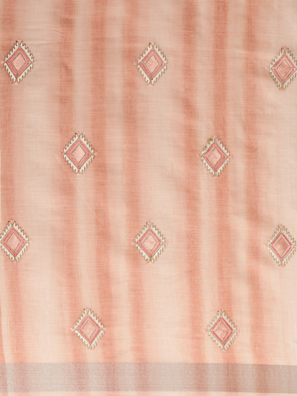 Women's Peach Linen Woven Work Traditional Tassle Saree - Sangam Prints