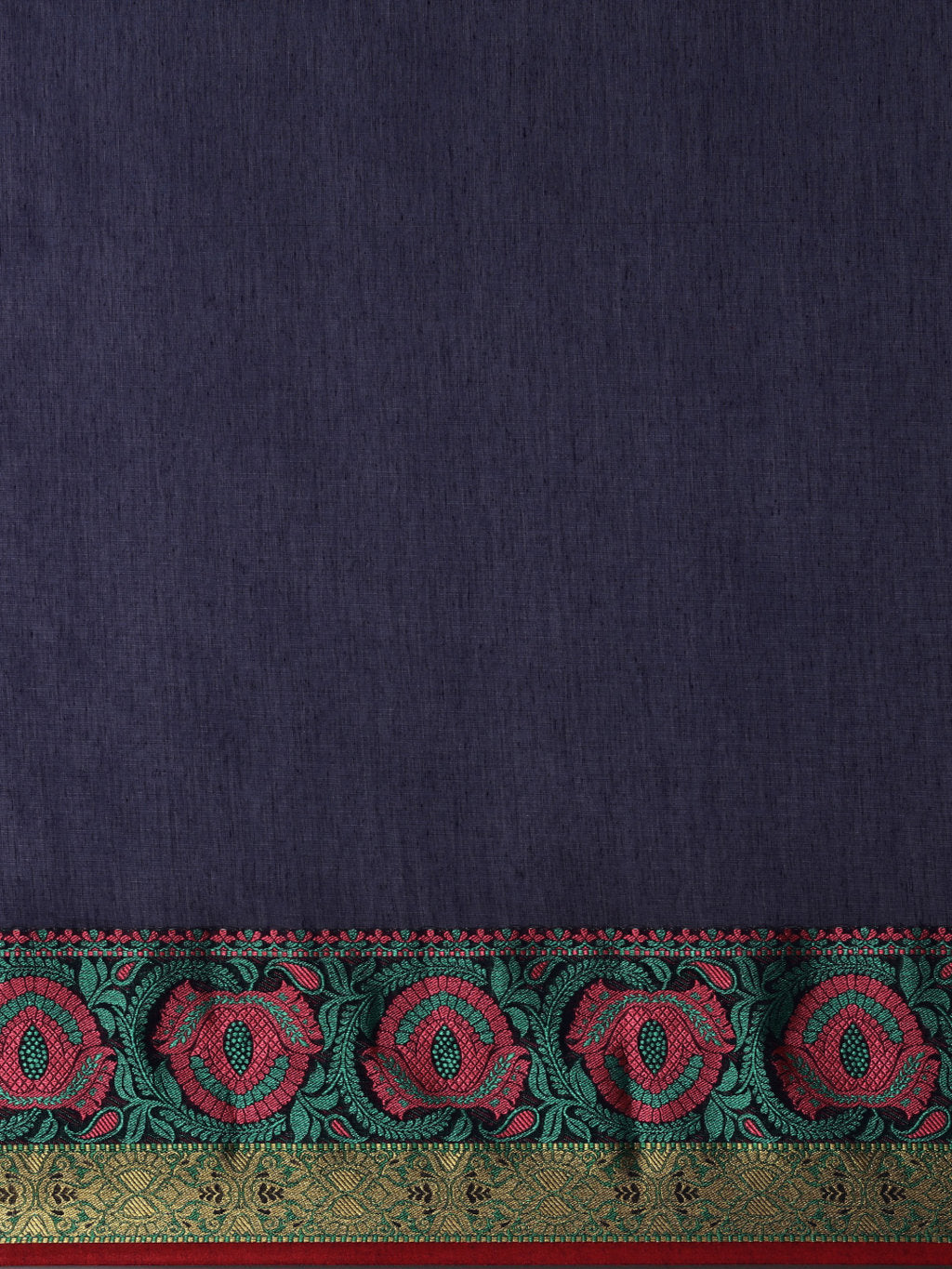 Women's Navy Blue Cotton Handloom Woven Work Traditional Saree - Sangam Prints