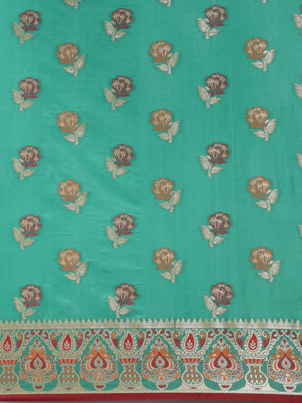 Women's Green Heavy Banarasi Silk Woven Work Traditional Saree - Sangam Prints