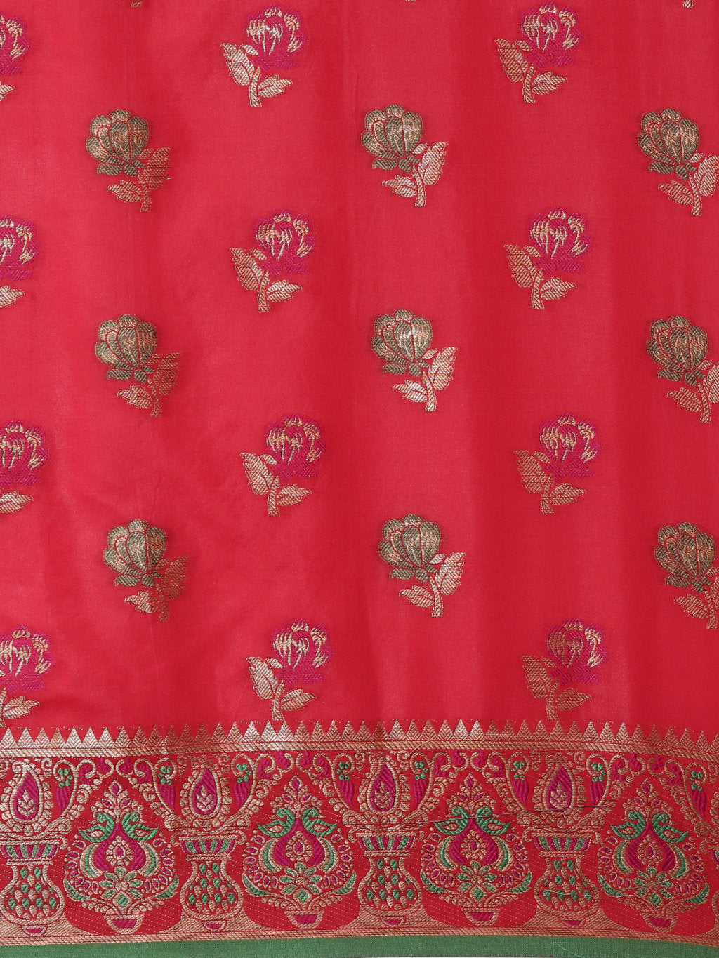 Women's Red Heavy Banarasi Silk Woven Work Traditional Saree - Sangam Prints