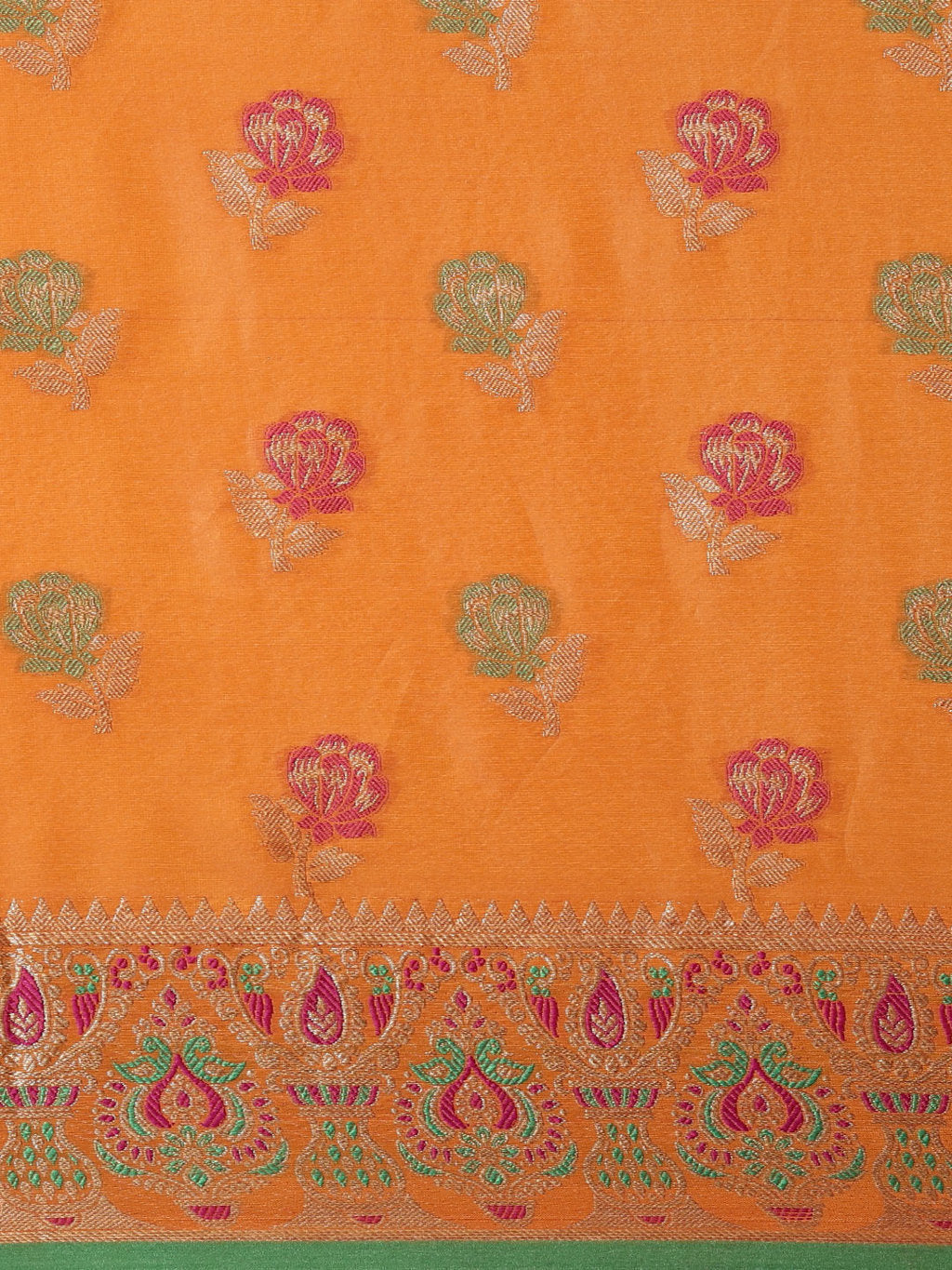 Women's Orange Heavy Banarasi Silk Woven Work Traditional Saree - Sangam Prints