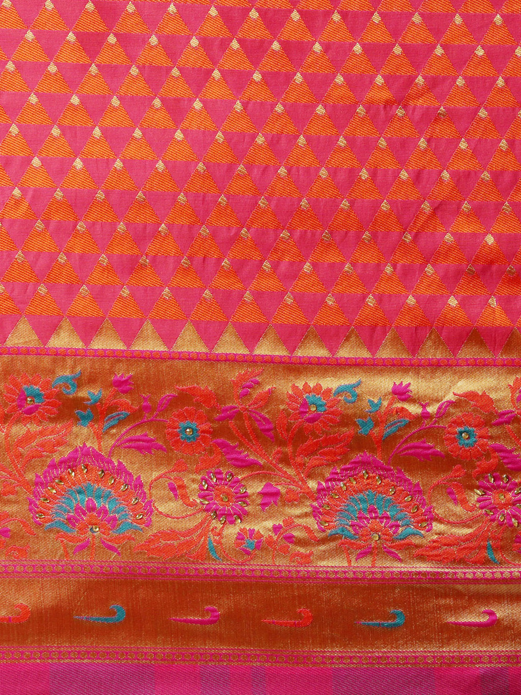 Women's Orange Silk Stonework Traditional Saree - Sangam Prints