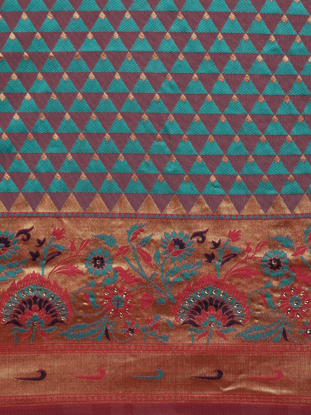 Women's Peacock Blue Silk Stonework Traditional Saree - Sangam Prints