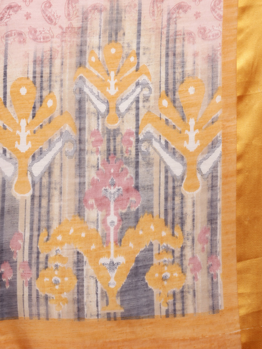 Women's Peach Cotton Woven Work Traditional Saree - Sangam Prints
