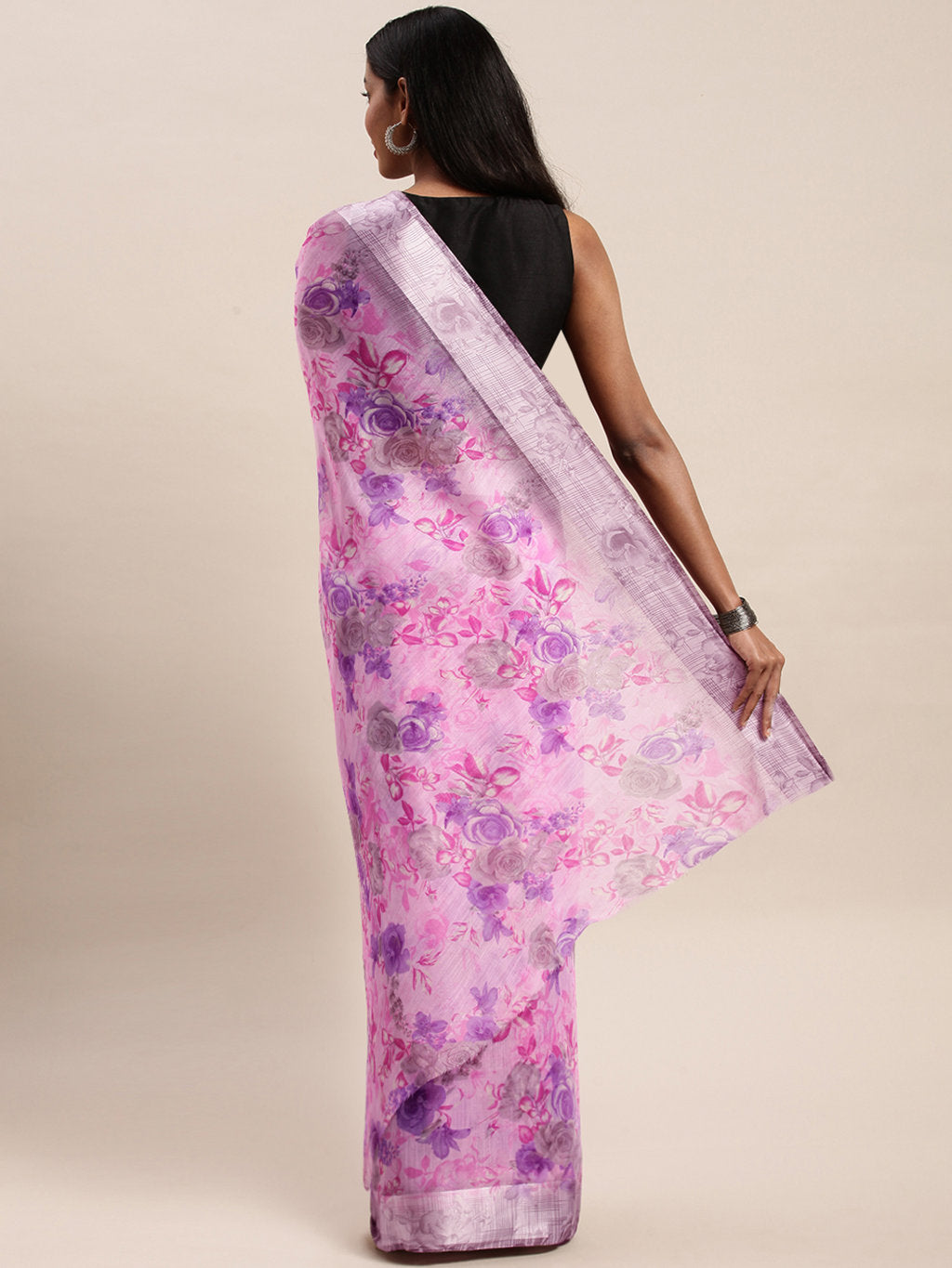 Women's Pink Cotton Woven Work Traditional Saree - Sangam Prints