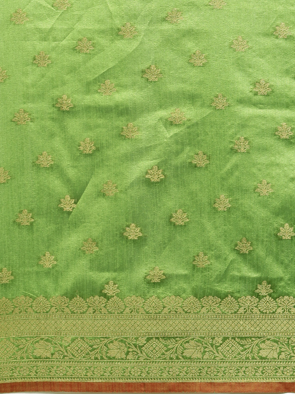 Women's Parrot Green Handloom Silk Jacquard Traditional Saree - Sangam Prints