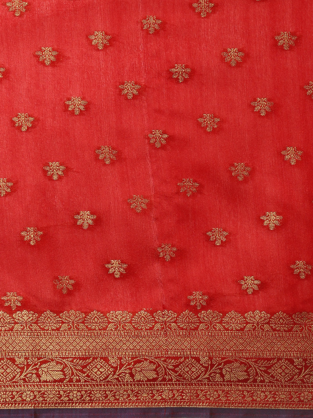 Women's Red Handloom Silk Jacquard Traditional Saree - Sangam Prints