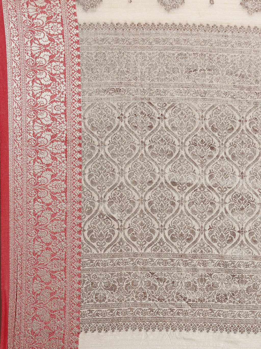 Women's Off White Cotton Handloom Woven Work Traditional Saree - Sangam Prints