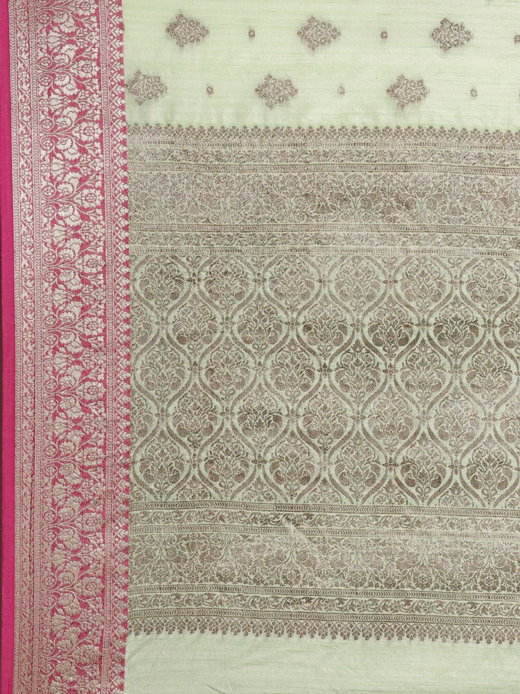 Women's Light Green Cotton Handloom Woven Work Traditional Saree - Sangam Prints