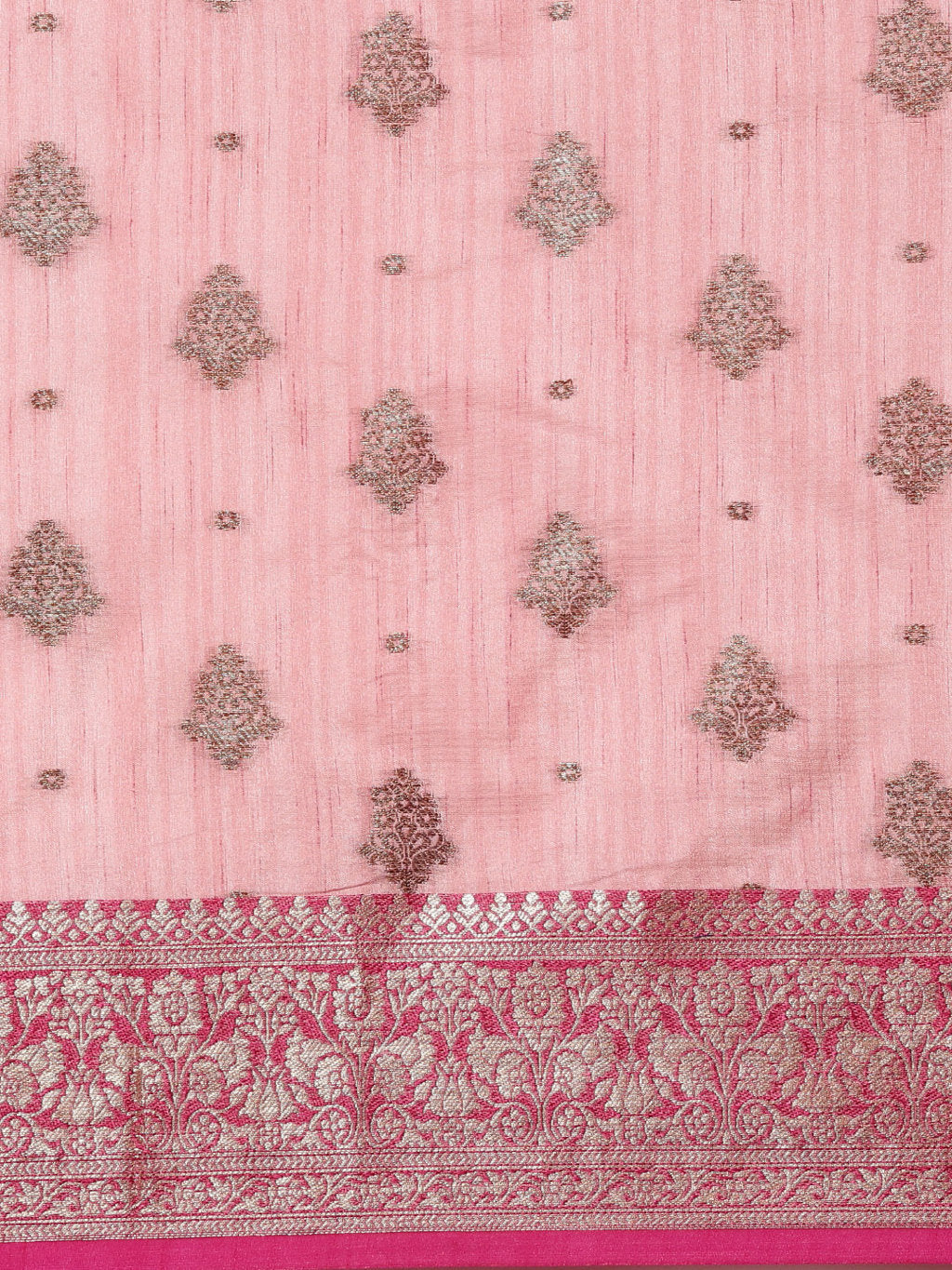Women's Pink Cotton Handloom Woven Work Traditional Saree - Sangam Prints