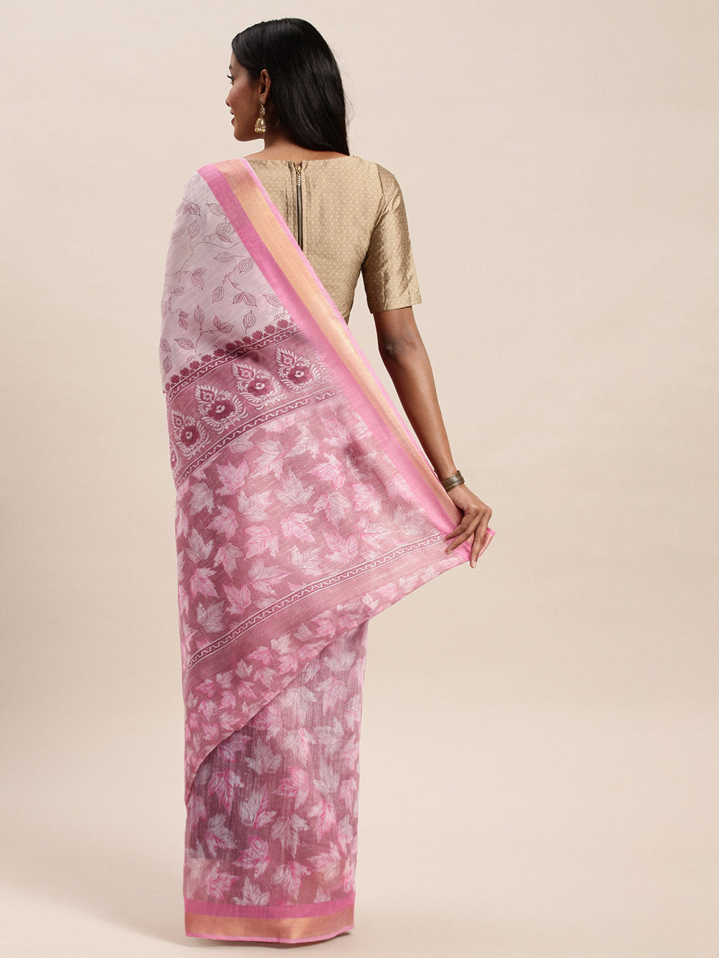 Women's White Cotton Woven Work Traditional Saree - Sangam Prints