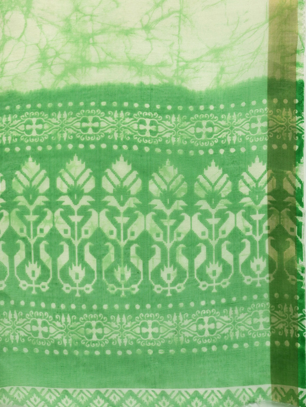 Women's Green Cotton Woven Work Traditional Saree - Sangam Prints
