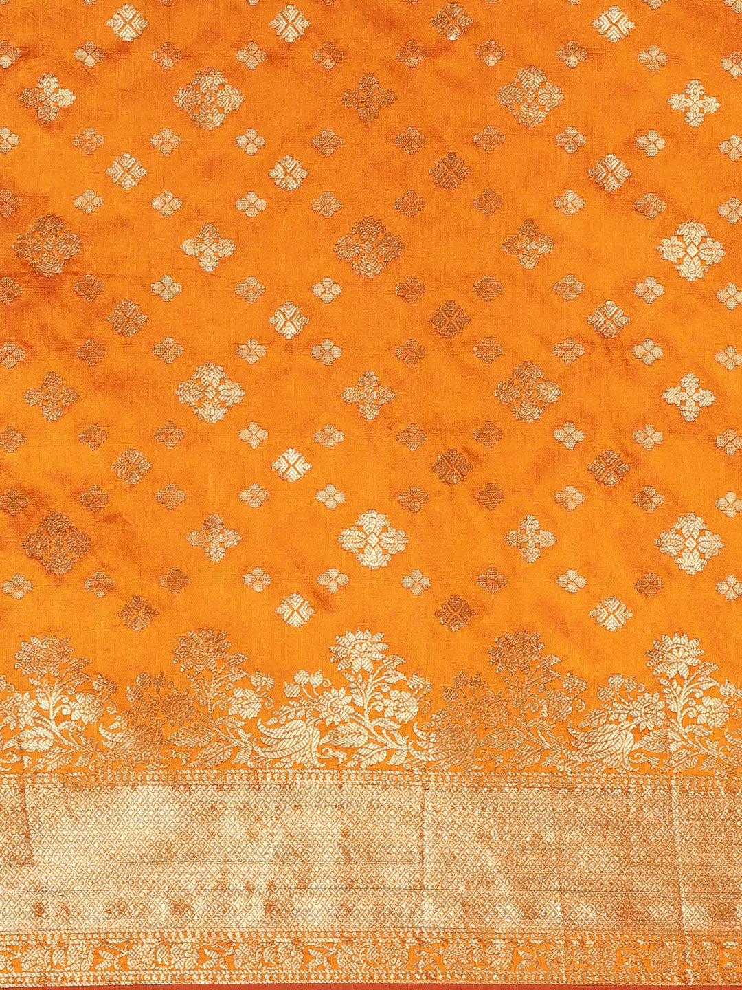 Women's Orange Silk Woven Rich Pallu Work Traditional Saree - Sangam Prints