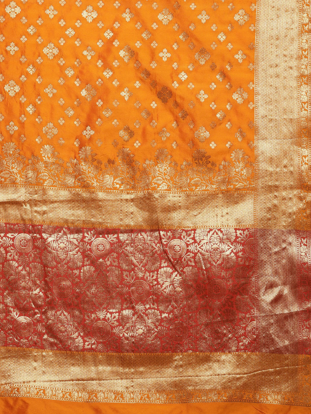 Women's Orange Silk Woven Rich Pallu Work Traditional Saree - Sangam Prints