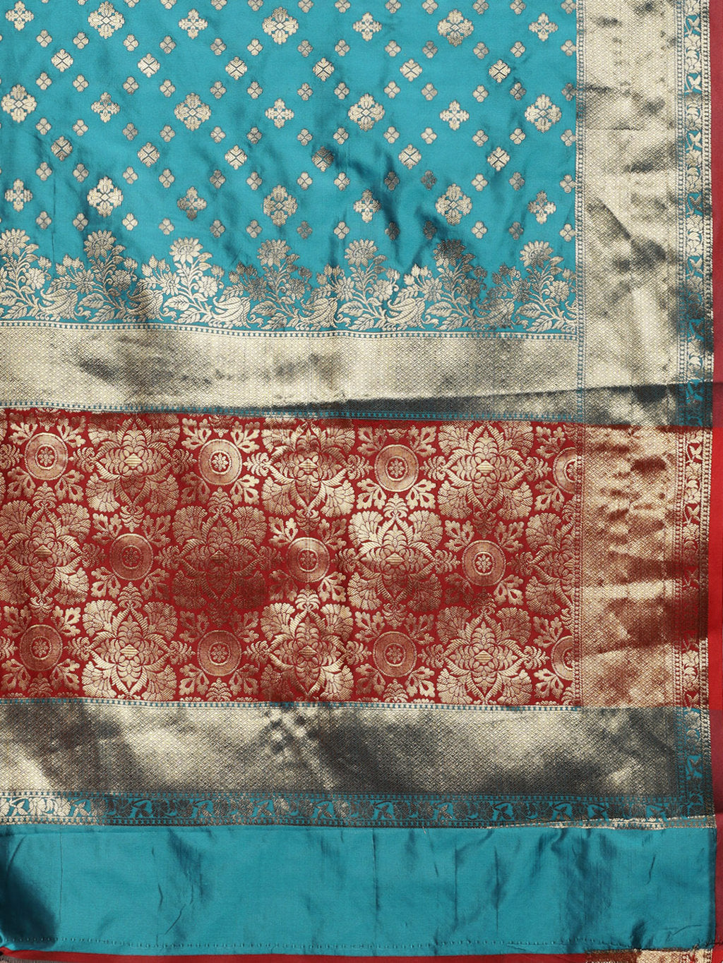 Women's Sky Blue Silk Woven Rich Pallu Work Traditional Saree - Sangam Prints
