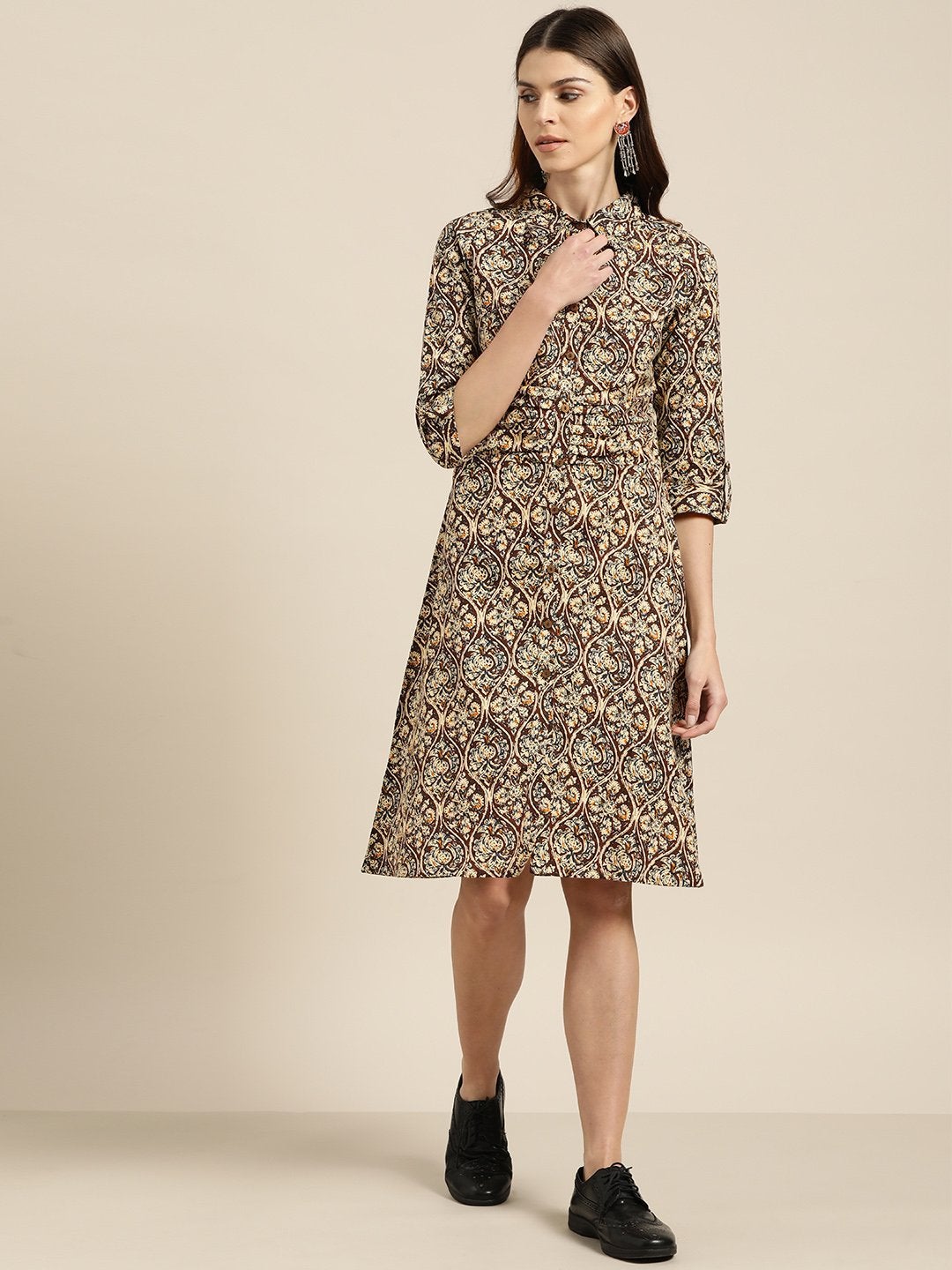 Women's Chocolate Brown Shirt Dress - SASSAFRAS