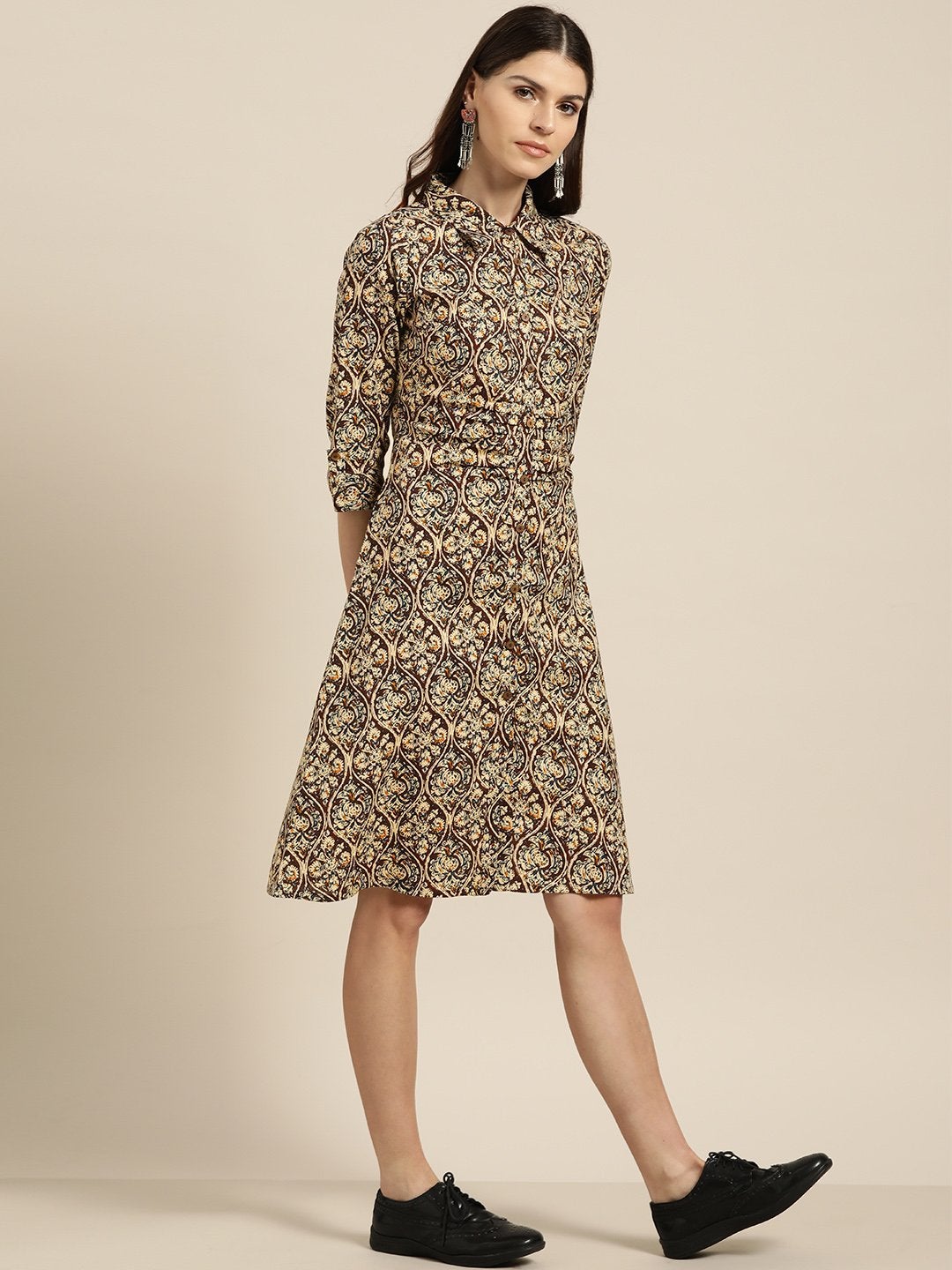 Women's Chocolate Brown Shirt Dress - SASSAFRAS