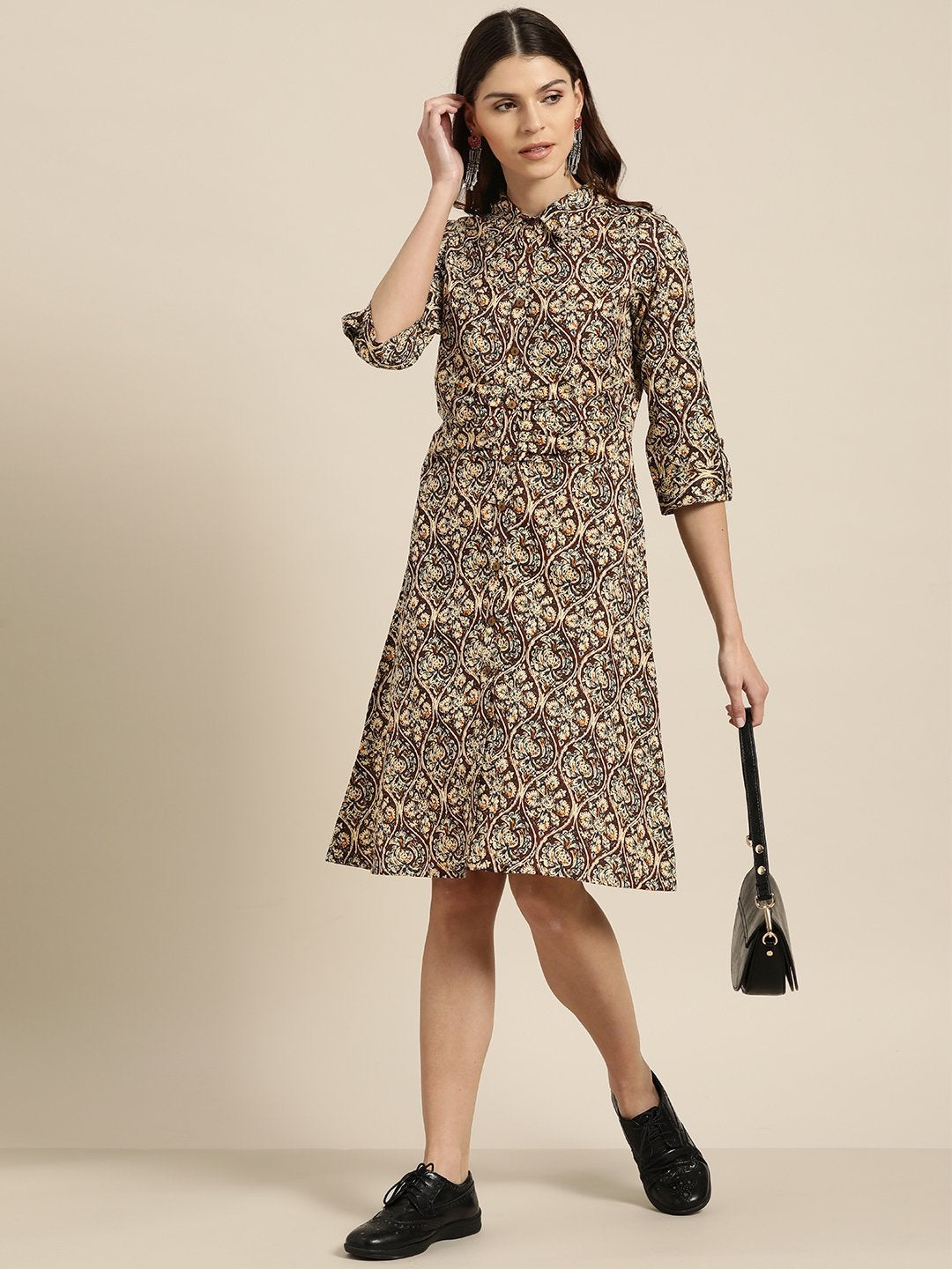 Women's Chocolate Brown Shirt Dress - SASSAFRAS