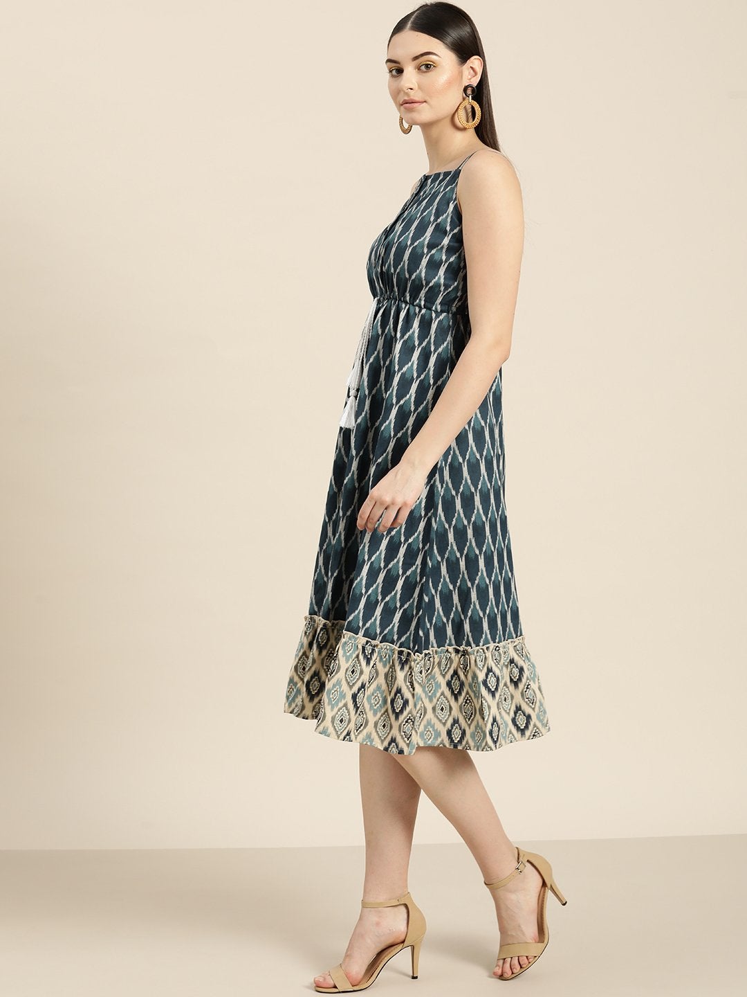 Women's Navy Ikat Strappy Dress - SASSAFRAS