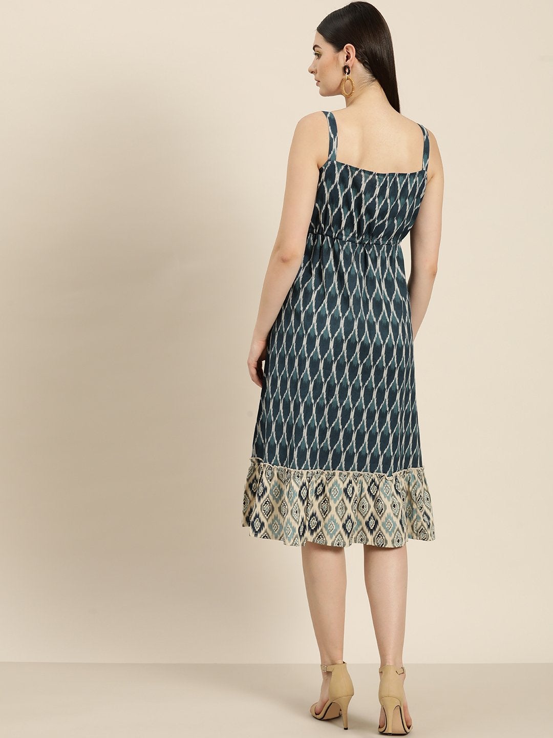 Women's Navy Ikat Strappy Dress - SASSAFRAS