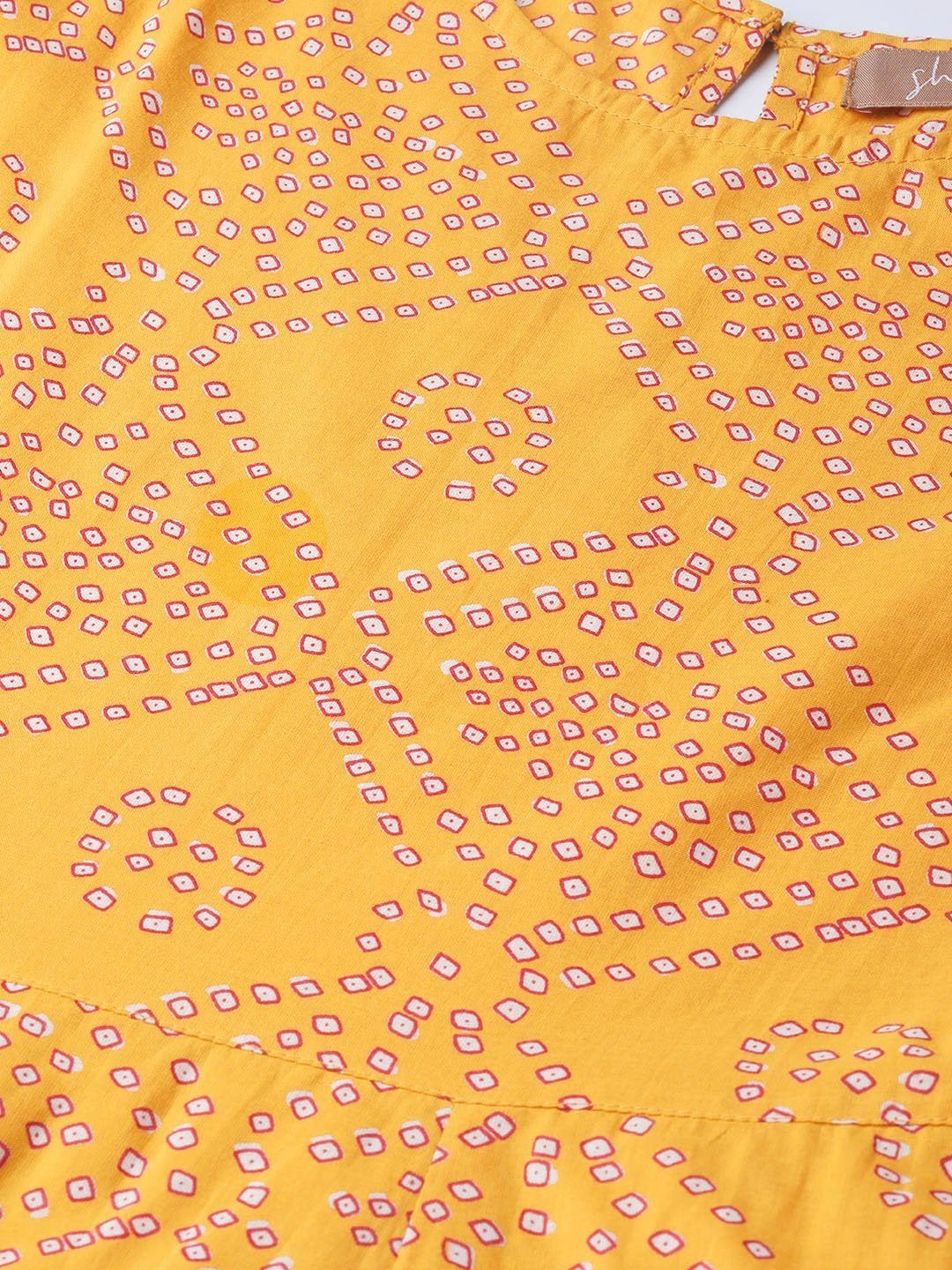 Women's Mustard Bandhej Anarkali Dress