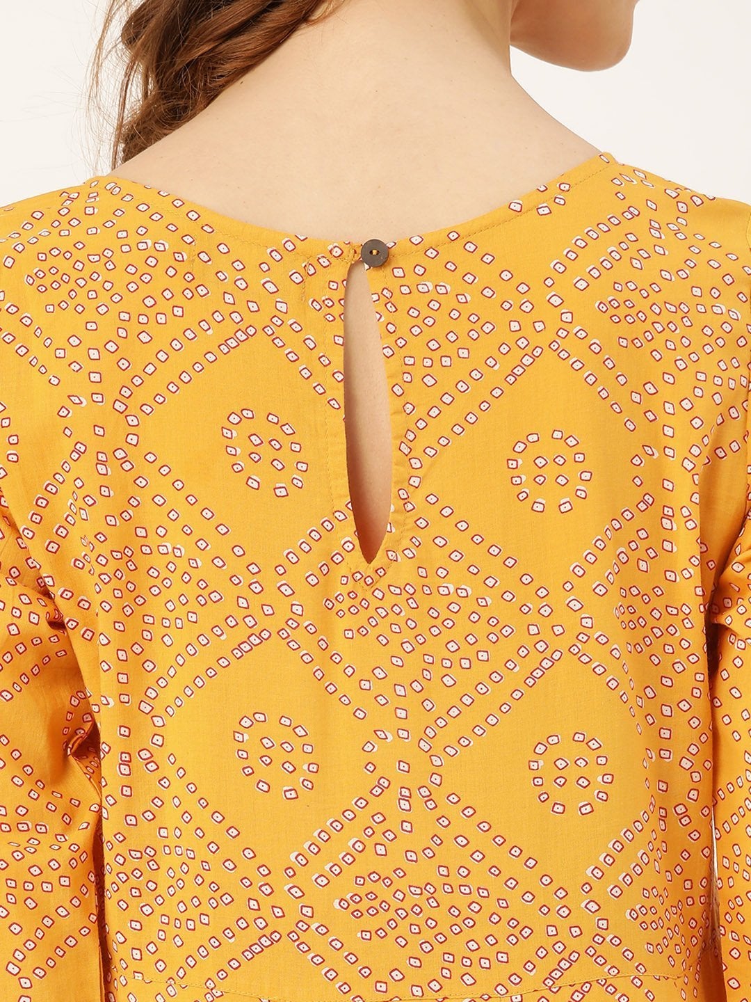 Women's Mustard Bandhej Anarkali Dress