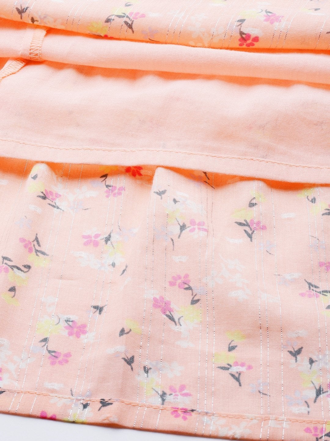 Women's Peach Floral Tiered Midi Dress