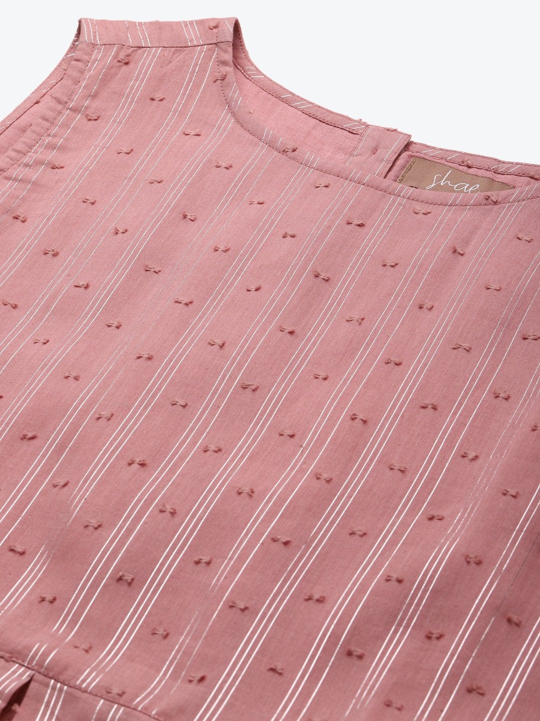 Women's Pink Sleeveless Box Pleated Dress - SHAE