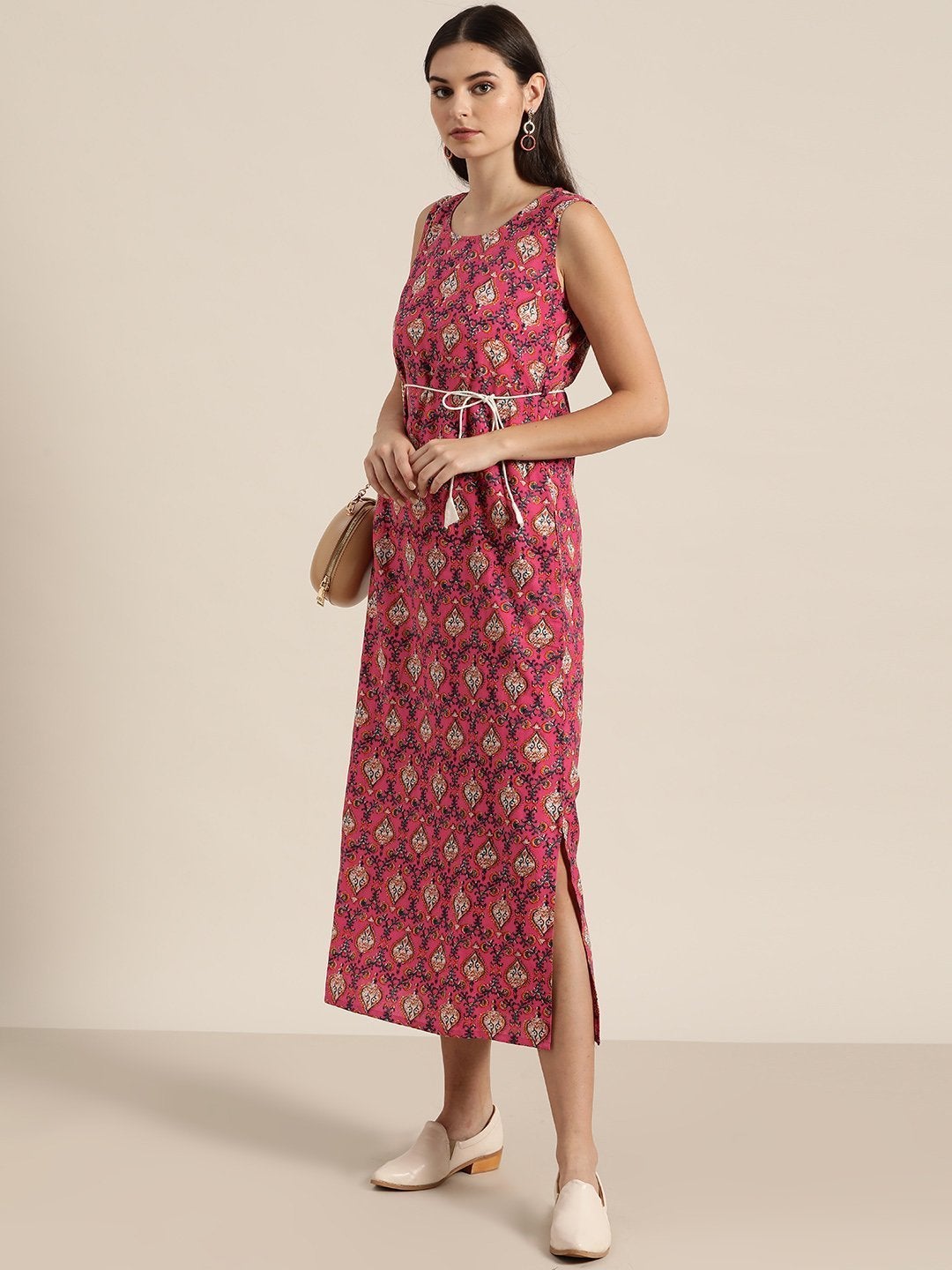Women's Fuchsia Floral Straight Maxi - SHAE