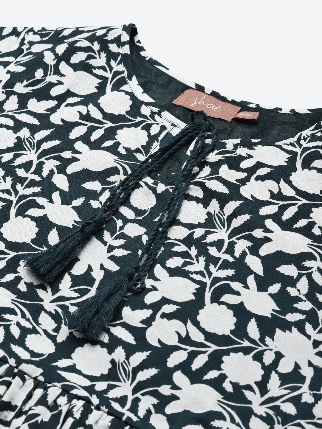 Women's Navy Floral Gathered Short Dress - SHAE