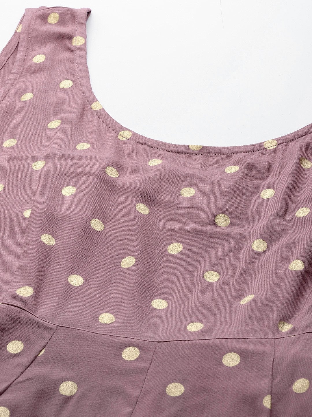 Women's Lavender Foil Print Sleeveless Anarkali Dress