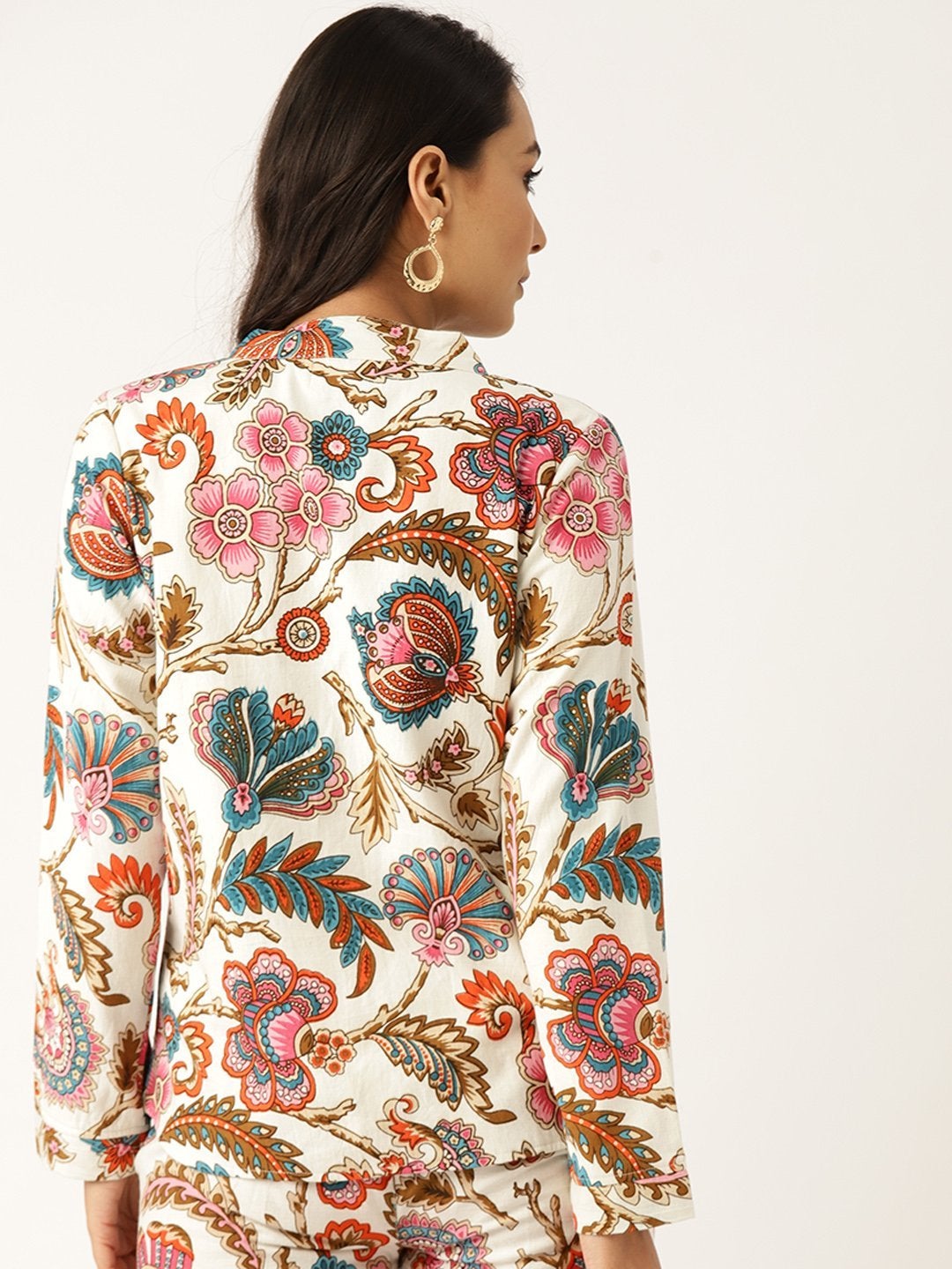 Women's Off White Floral Indie Jacket - SASSAFRAS