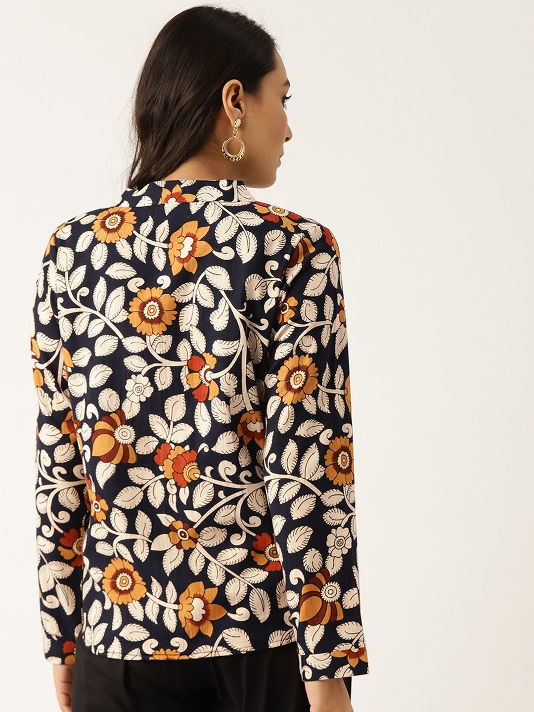 Women's Navy Floral Indie Jacket - SASSAFRAS