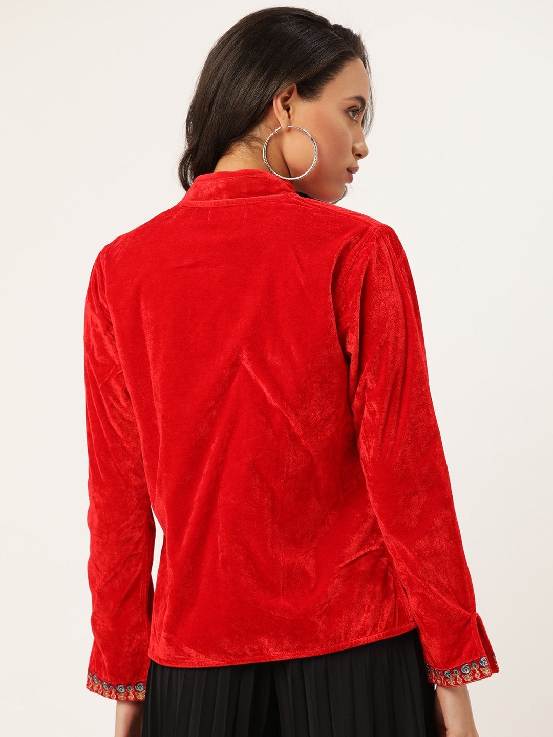 Women's Red Zari Embroidered Jacket - SASSAFRAS