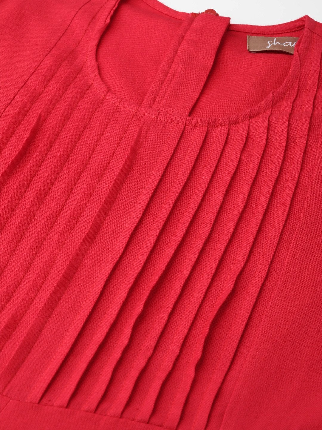 Women's Red Pleated Jumpsuit - SASSAFRAS