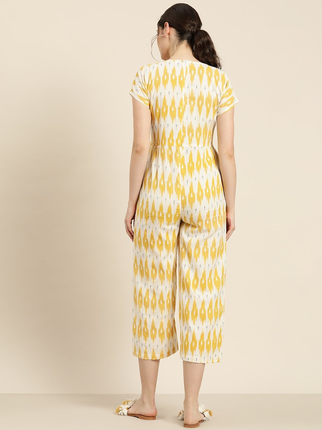 Women's Yellow Ikat Jumpsuit - SASSAFRAS