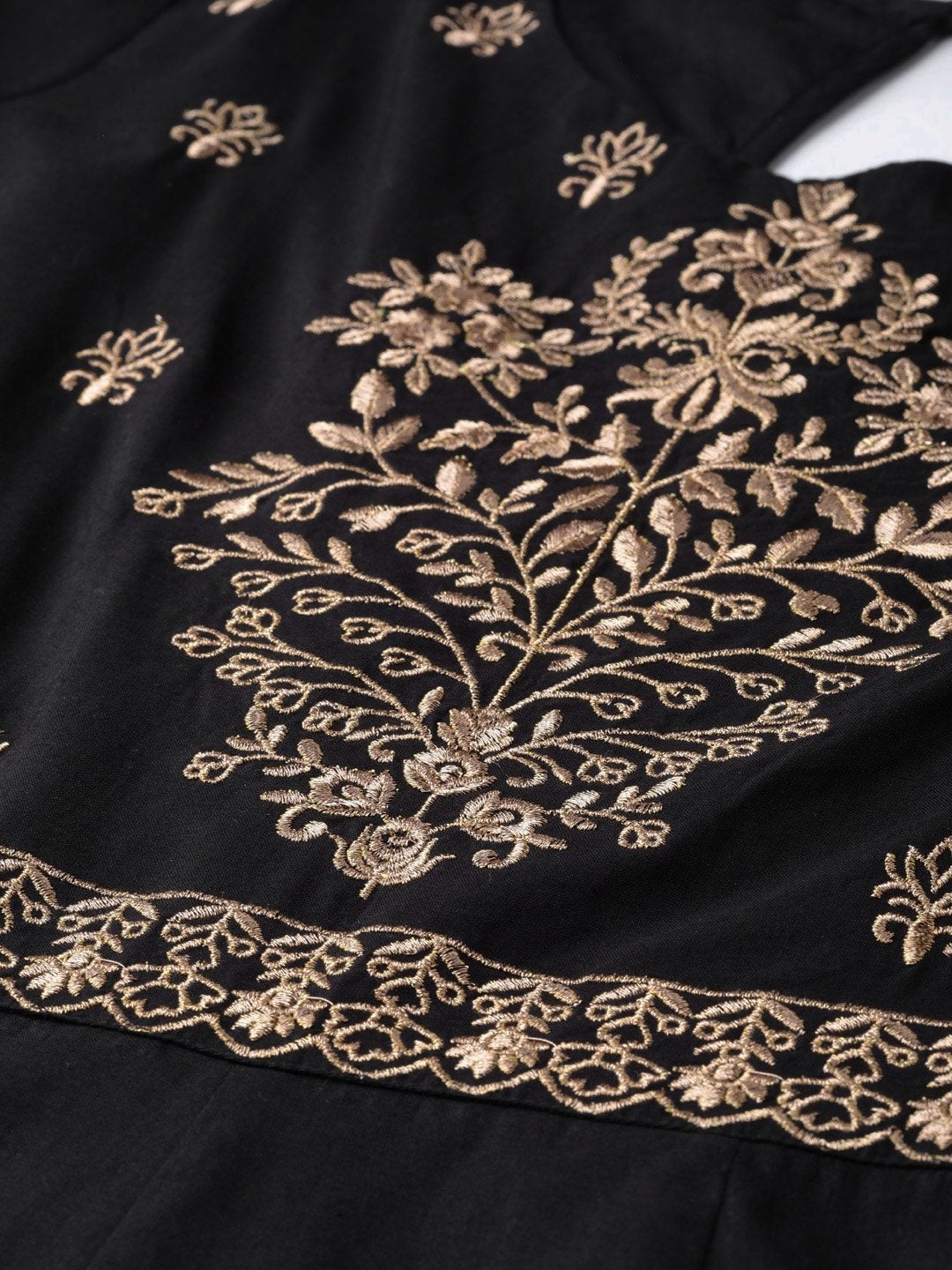 Women's Black Zari Embroidery Anarkali Kurta - SHAE