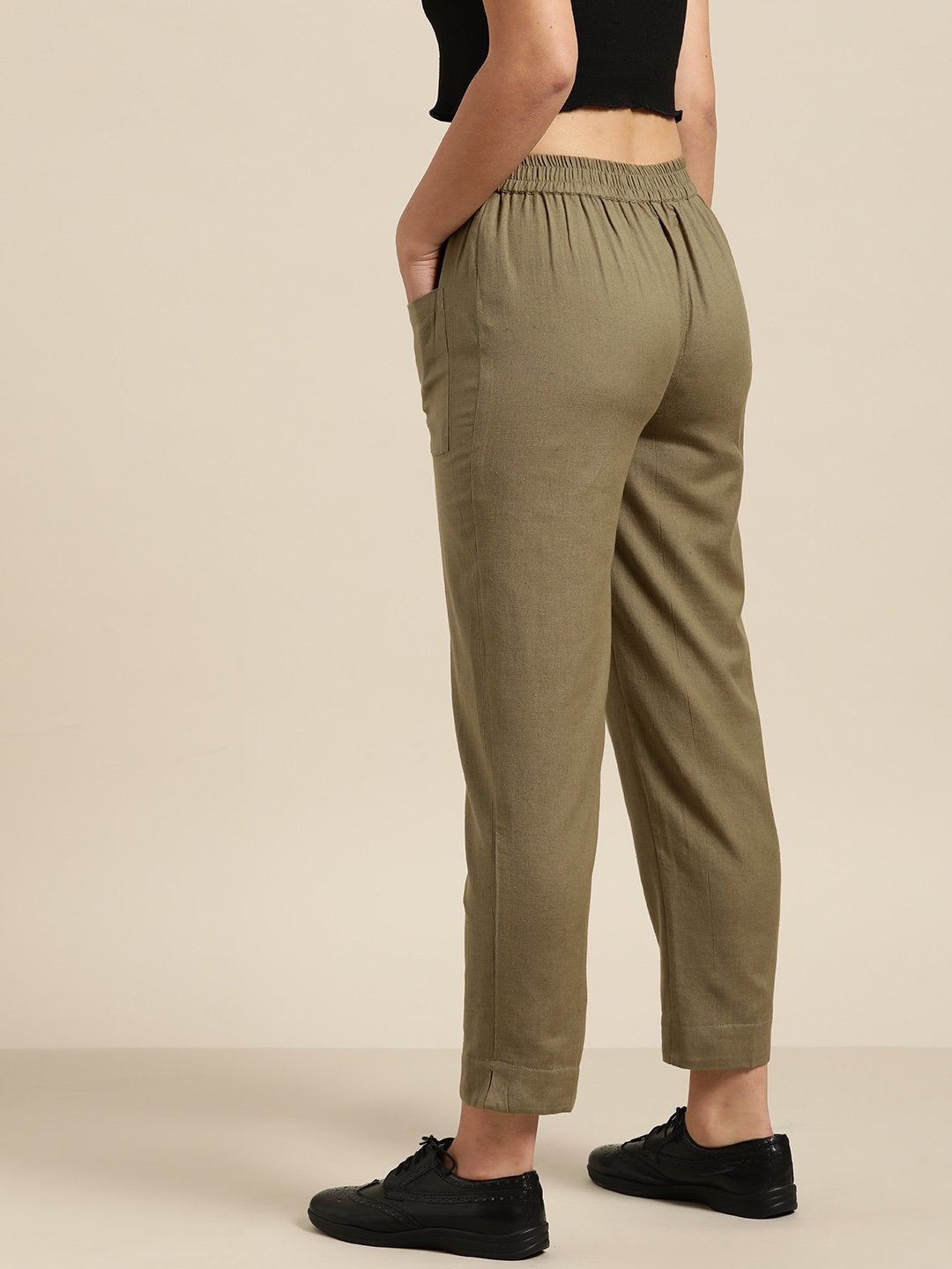 Women's Olive Patch Pocket Pants - SASSAFRAS