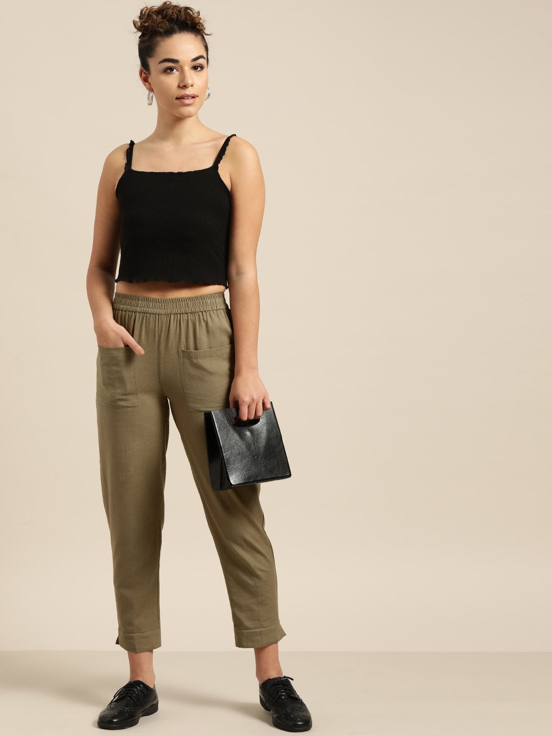 Women's Olive Patch Pocket Pants - SASSAFRAS