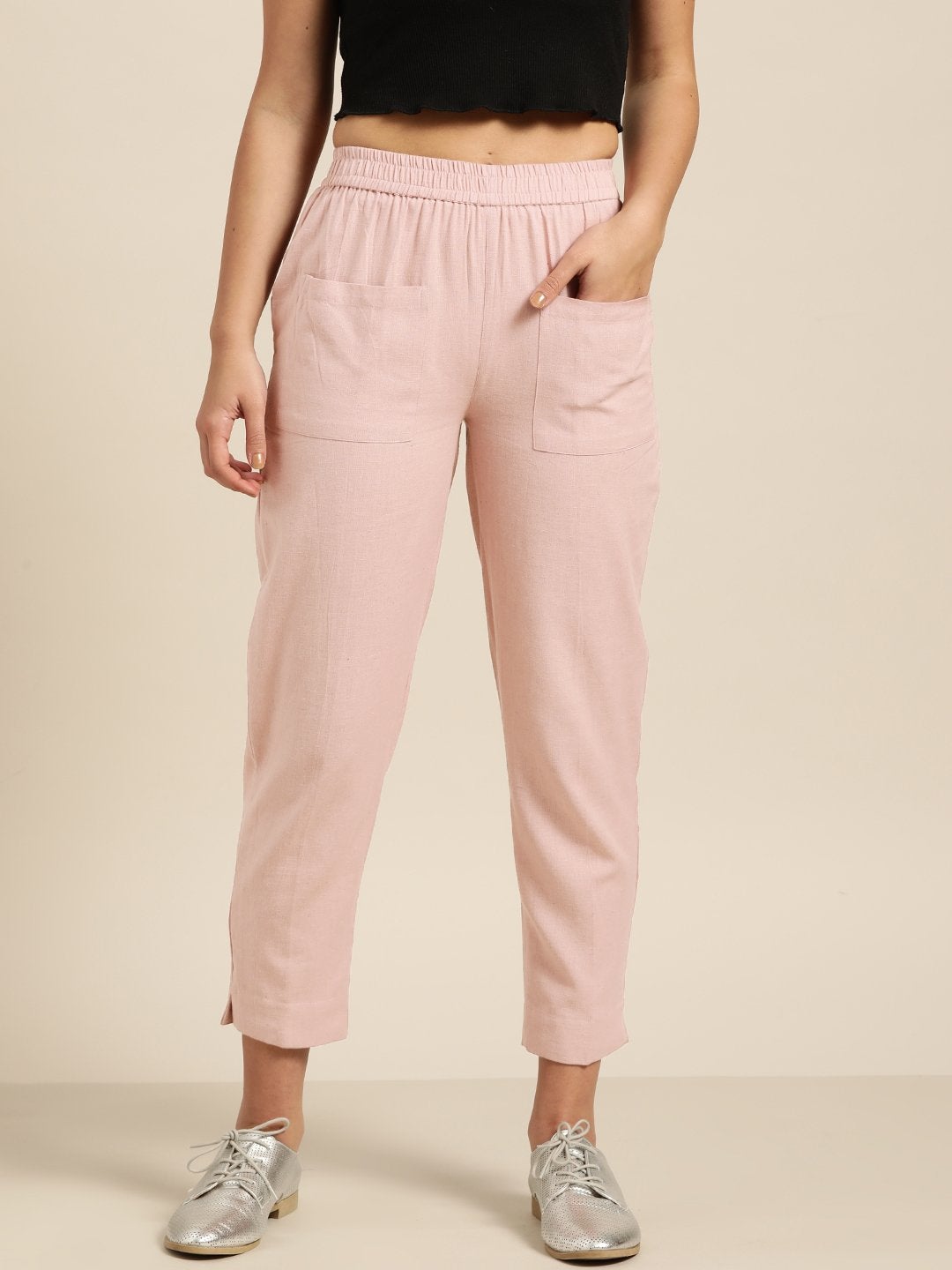 Women's Baked Pink Patch Pocket Pants - SASSAFRAS