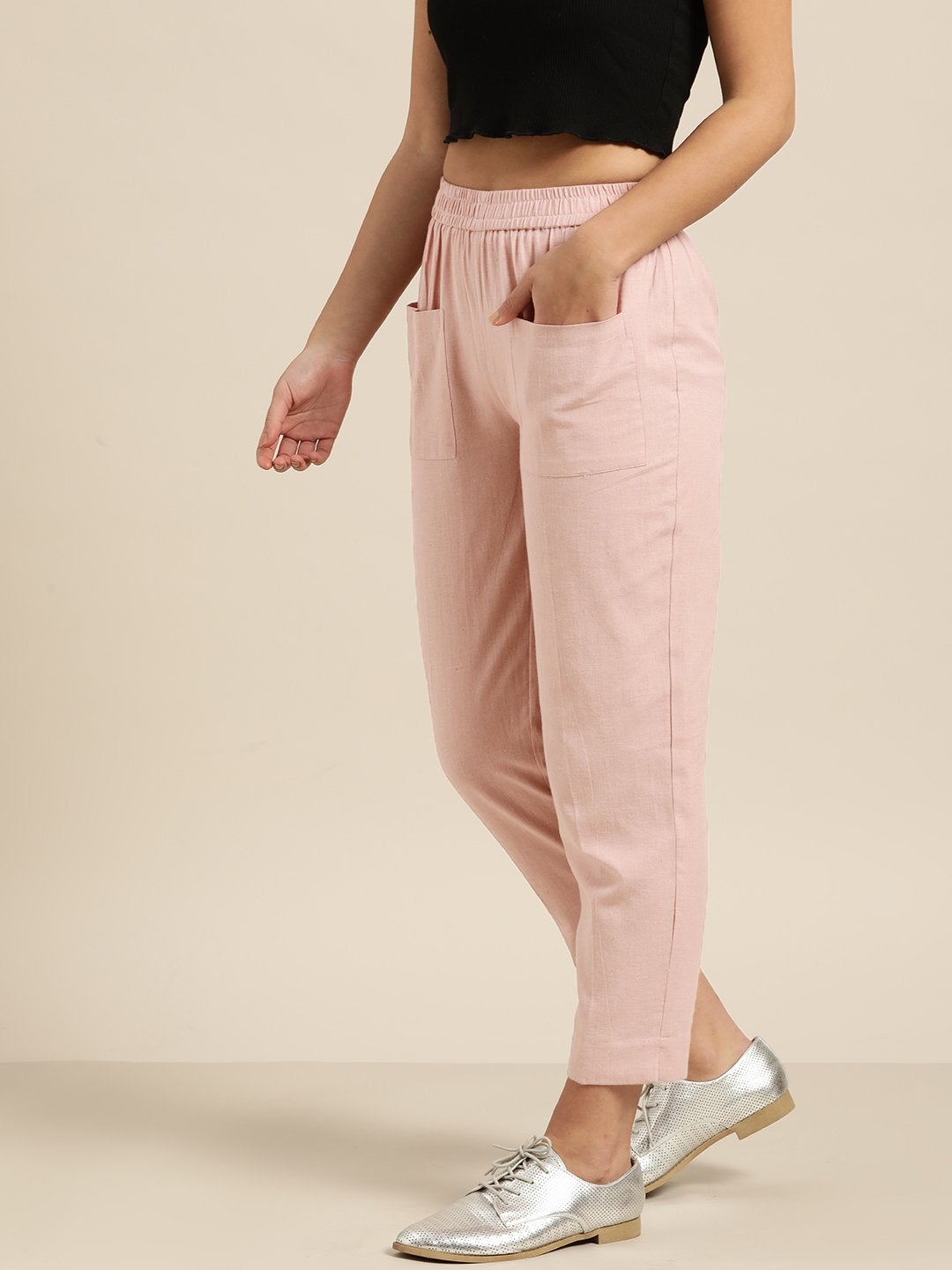 Women's Baked Pink Patch Pocket Pants - SASSAFRAS